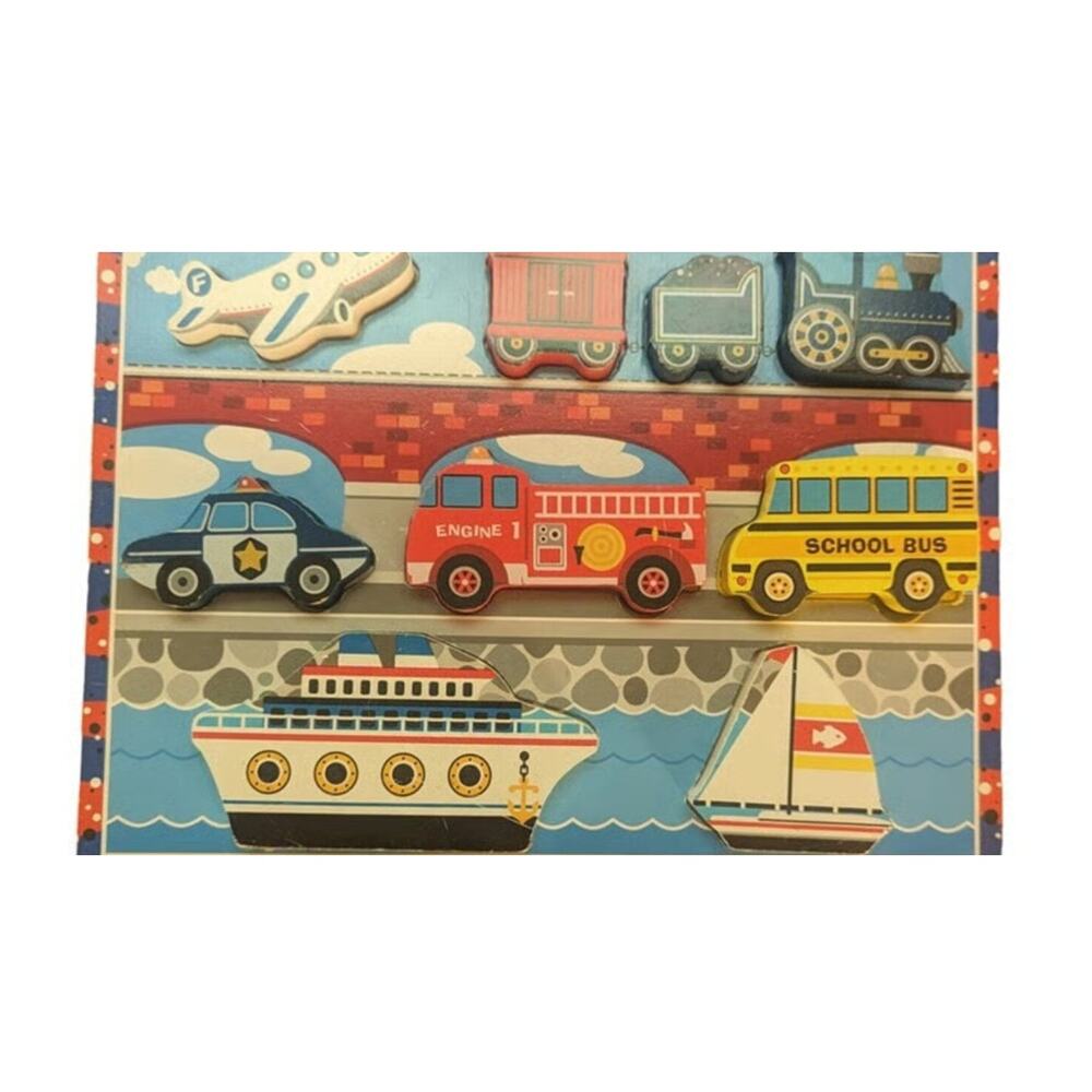Melissa & Doug 9 Piece Vehicles Colorful Wooden Chunky Puzzle